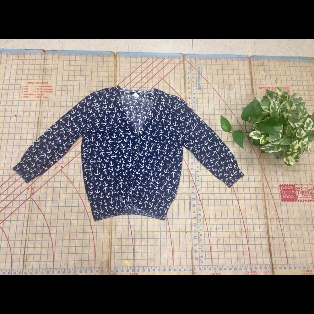 J. Crew Anchor Aweigh cotton cardigan size medium